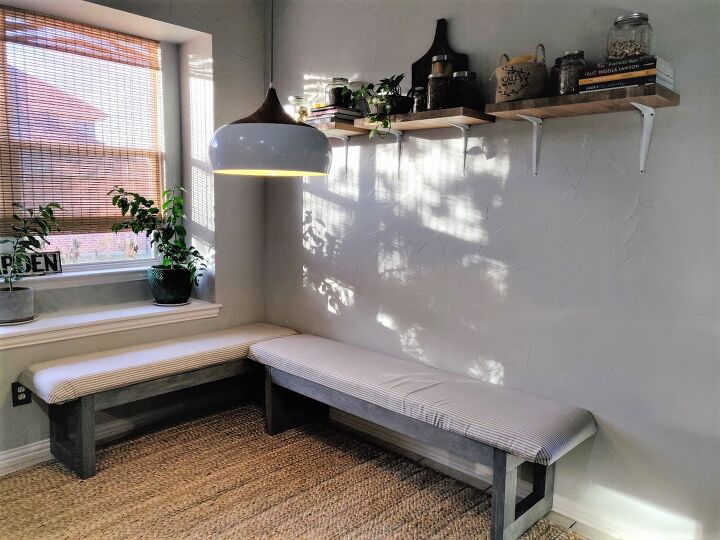 13 beautiful window seating ideas that ll make you want to grab a book, Add free standing benches to a kicthen