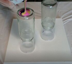 upcycle old jars with this acrylic pour candle project, Pour the Paint