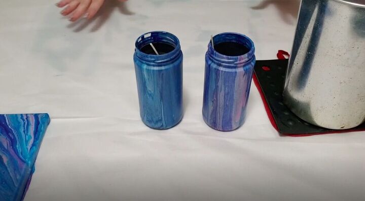 upcycle old jars with this acrylic pour candle project, Insert Wicks