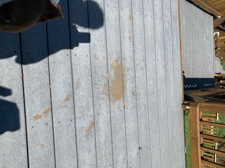 q how can i clean my trex deck i got stain on it