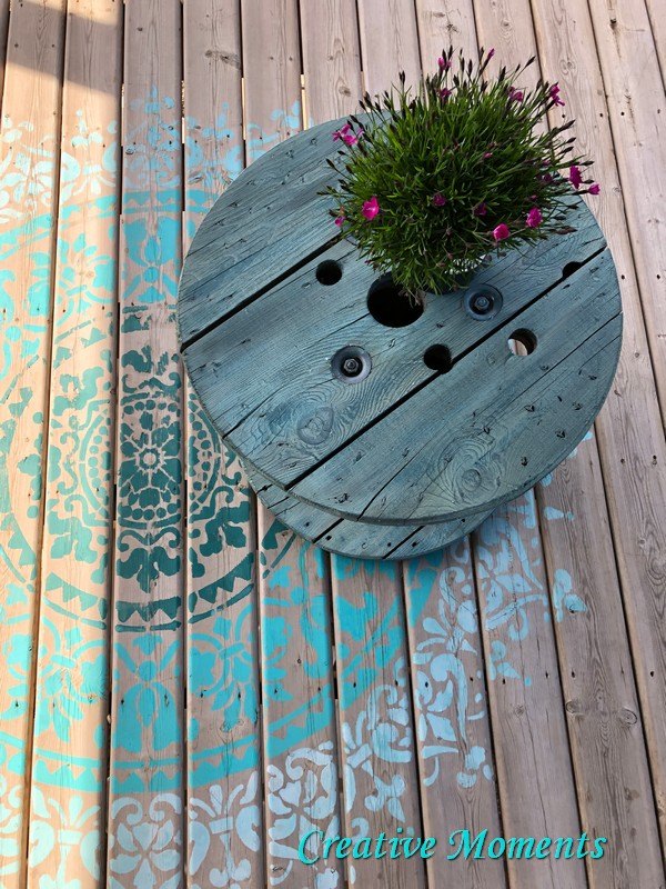 deck tables made from wooden spools