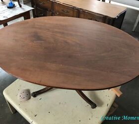 milk painted stained antique oval coffee table