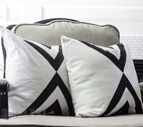 turn an old tablecloth into a modern throw pillow