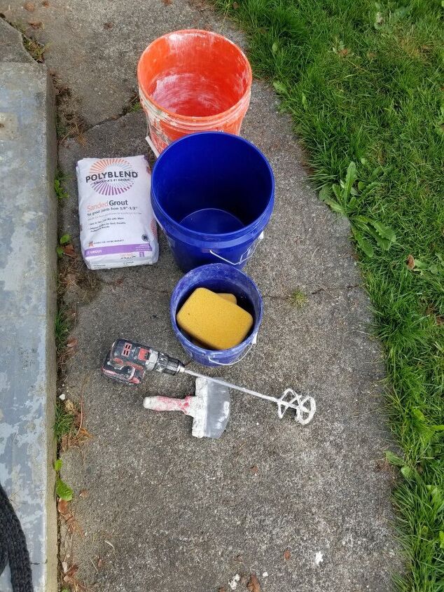 diy vintage inspired hex floor tile part 2, Not pictured rubber grout float see step 20