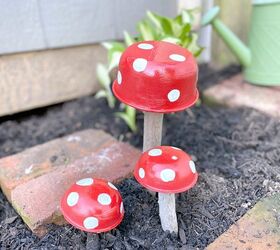 vintage tin garden mushrooms