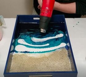 bring the beach home with these resin pour projects, Move the Color with a Heat Gun