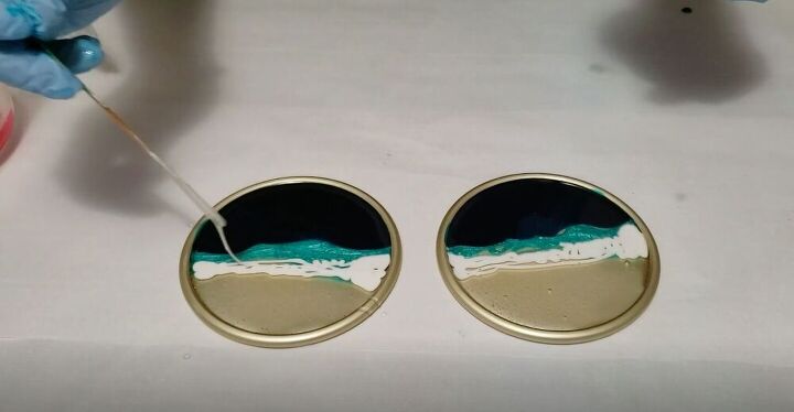bring the beach home with these resin pour projects, Add White Resin