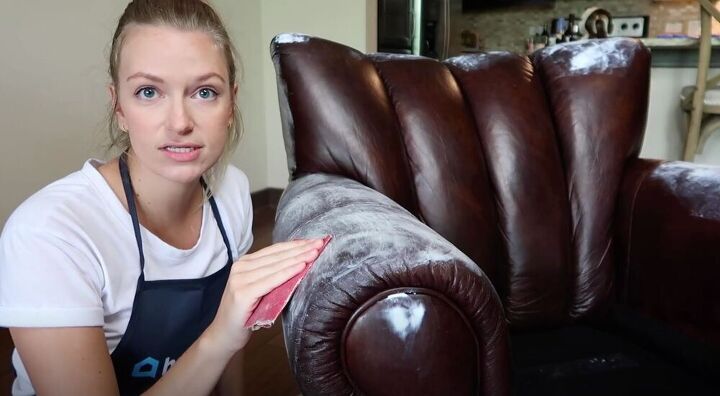 learn how to quickly repair scratched leather with a kit, Sand It Down