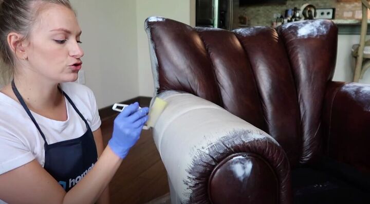 learn how to quickly repair scratched leather with a kit, Smooth with a Brush Roller