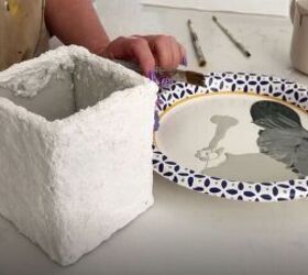 turn a dollar store vase into an aged faux stone planter, Paint