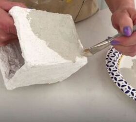 turn a dollar store vase into an aged faux stone planter, Paint a Base Coat