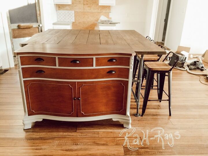 how to build a farmhouse island using a rescued cabinet