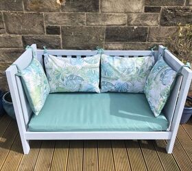 diy garden bench from an old cot bed