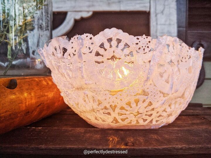 lace doily candle bowls