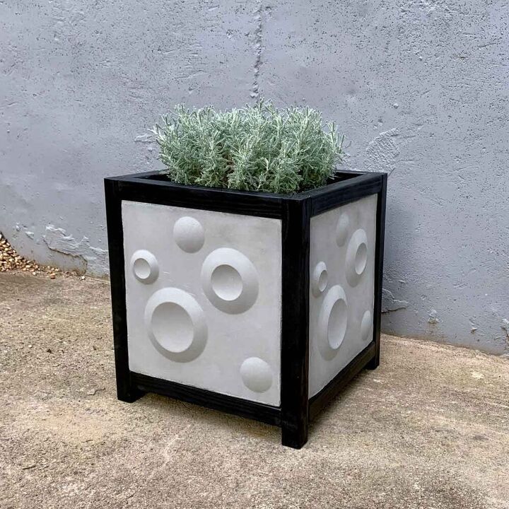 a planter box made with handmade 3d cement tiles