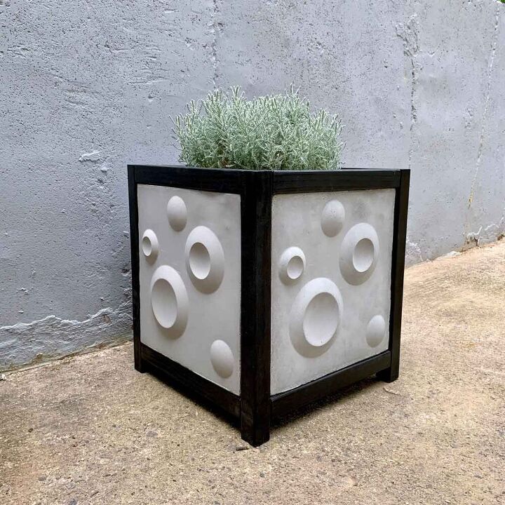 a planter box made with handmade 3d cement tiles