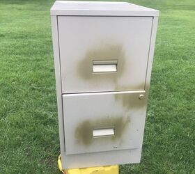 She rubs vinegar on an old file cabinet to start this beautiful revamp