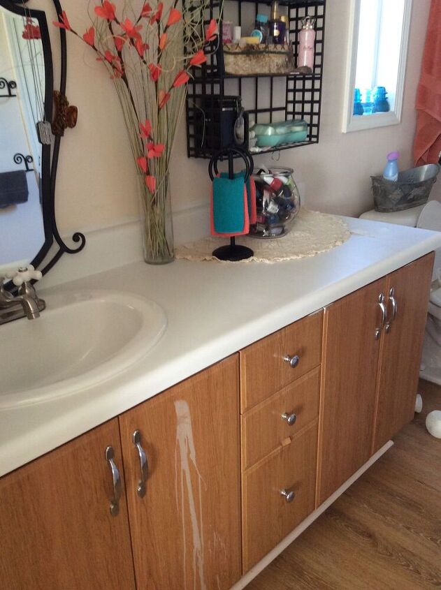 application of transfers to bathroom cabinets