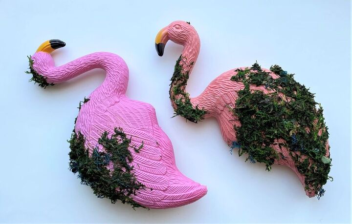 easy moss covered flamingos