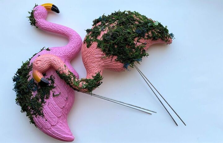 easy moss covered flamingos