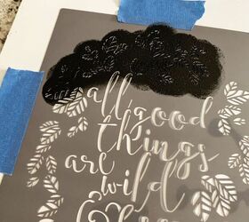 how to update a framed print with a stencil, Start with the top of the stencil