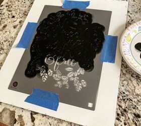 how to update a framed print with a stencil, Then work your way down