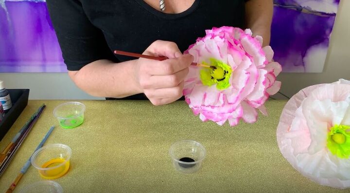 coffee filter flowers, Paint with Black Paint