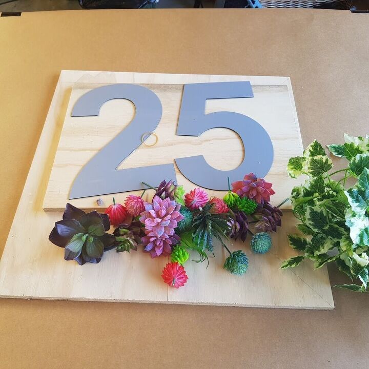 diy house number with flower box and light