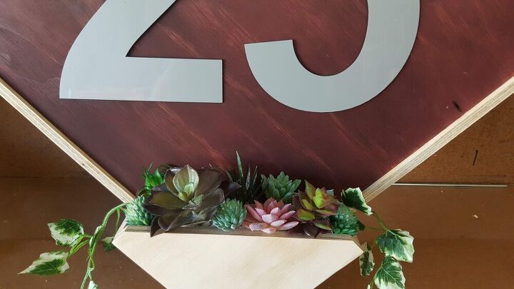 diy house number with flower box and light