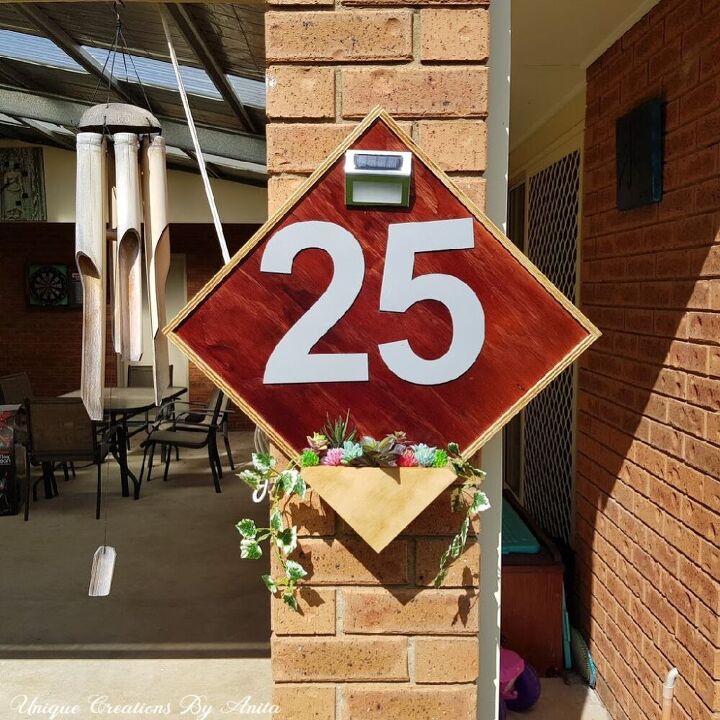 diy house number with flower box and light
