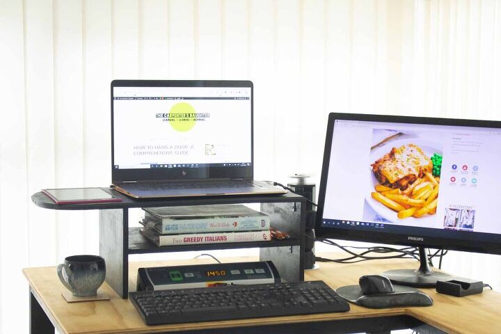 soporte de monitor de escritorio con estante