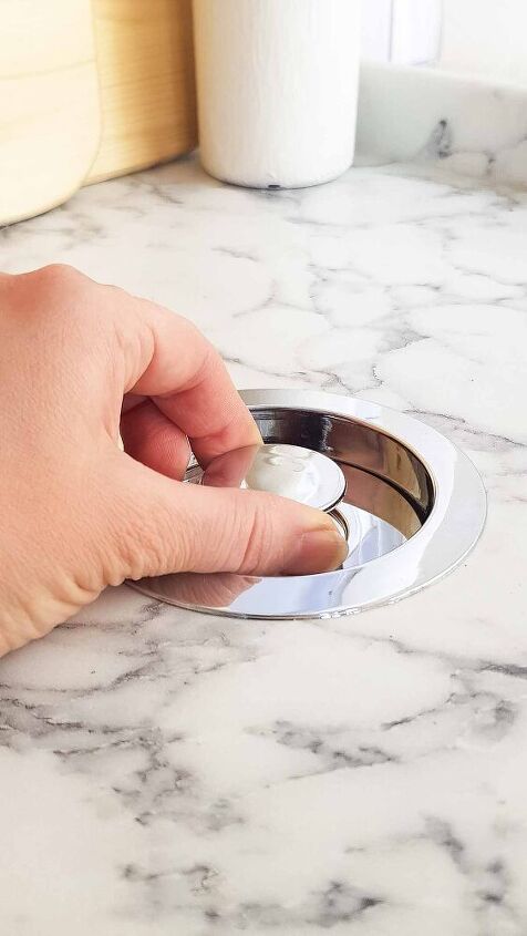 how to fit a pop up socket in a kitchen counter or desk