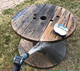 deck tables made from wooden spools