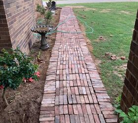 brick sidewalk flowerbed
