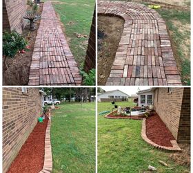brick sidewalk flowerbed