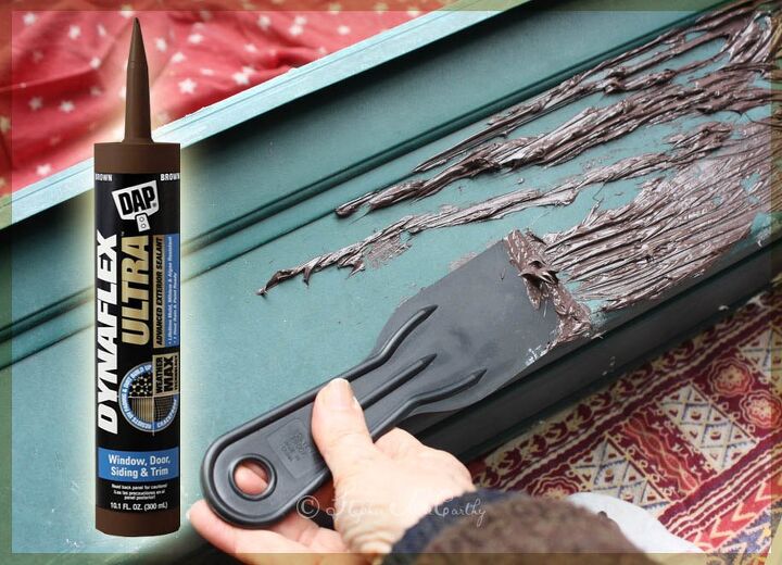 realistic bark texture with caulk and a fork easy flower box makeover