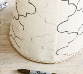 lamp shade makeover, Tracing over the shapes with sharpie