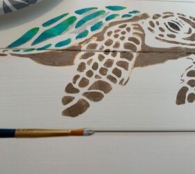 sea turtle serving tray, Pull off the stencil carefully