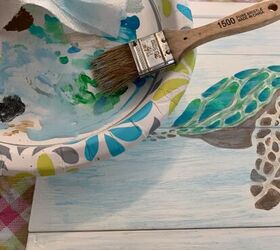 sea turtle serving tray, I love chip brushes for dry brushing