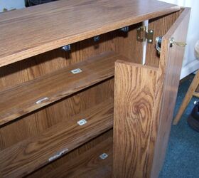 How taking the doors off her old VCR DVD cabinet gave her bathroom much better storage