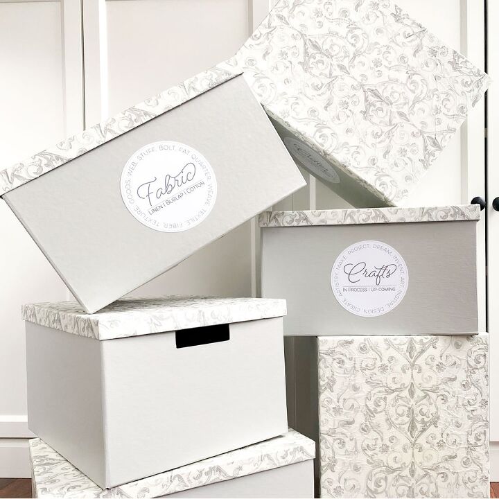 s 13 ways to make working from home more comfortable, Craft designer looking storage boxes
