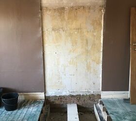 creating a fake chimney breast around a log burner, Cutting back the plaster for the flue