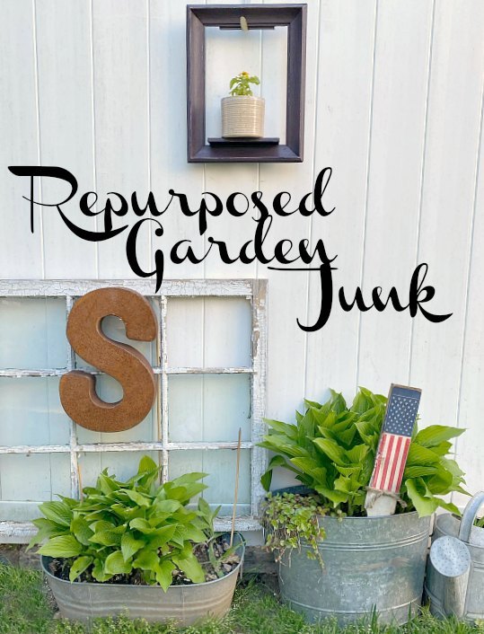 decorating with garden junk and a frame