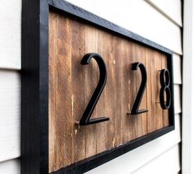 9 sleek house number ideas that ll turn heads on your block, Lay wood shims on a piece of plywood to get this beautiful textured look