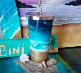 learn how to create a calming ocean design on a tumbler with resin, DIY Resin Ocean Tumbler