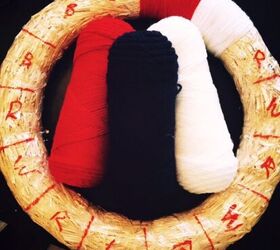 s 10 budget friendly july 4th wreath ideas for front door, Take out your yarn stash for this wreath
