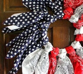 s 10 budget friendly july 4th wreath ideas for front door, We are going bandanas for this wreath