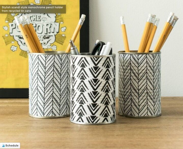 s 13 herringbone projects that you ll be obsessed with, Herringbone Tin Can Pencil Holder