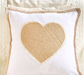 s refresh your decor with these 14 adorable pillow ideas, No Sew Burlap Heart Pillow With Fringe Edge