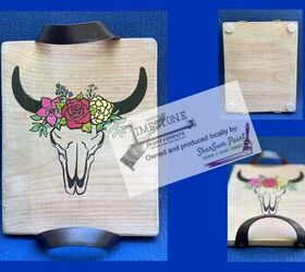 a one of a kind floral cow skull tray wall decor